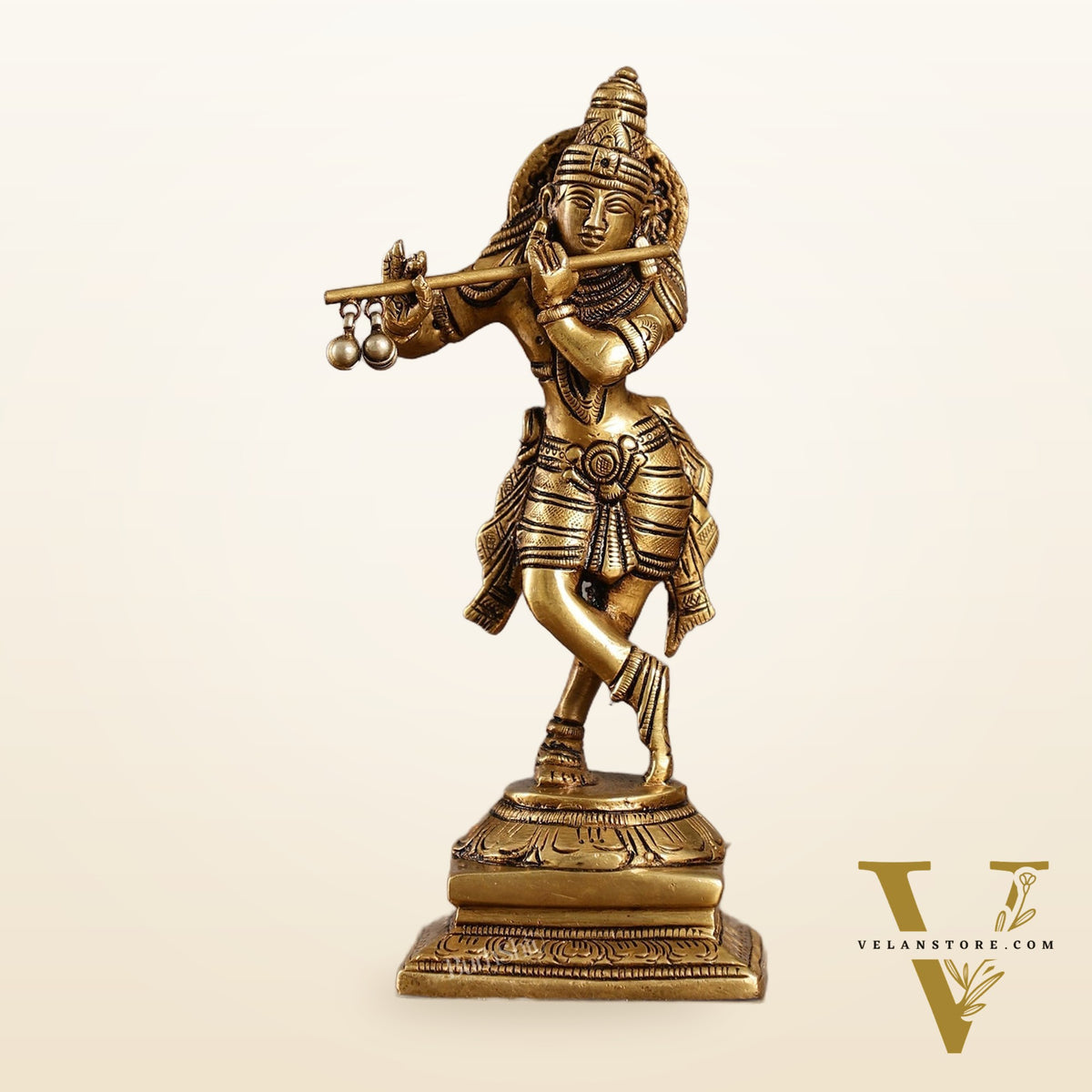 Brass Lord Krishna Idol | Height 7.5 inch