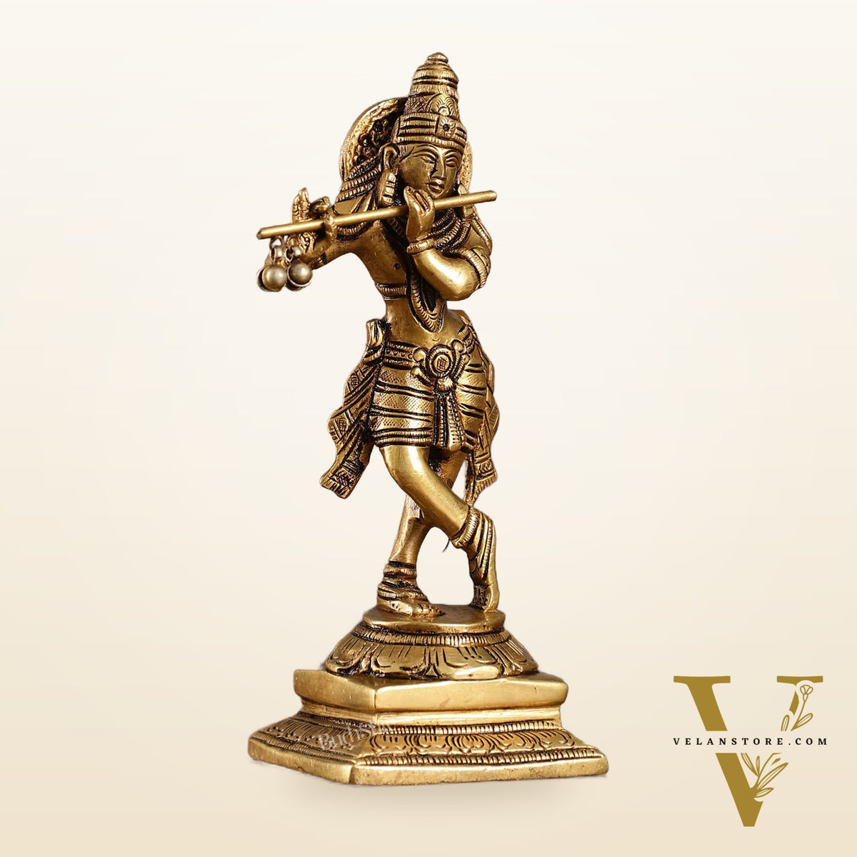 Brass Lord Krishna Idol | Height 7.5 inch