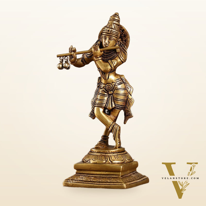 Brass Lord Krishna Idol | Height 7.5 inch