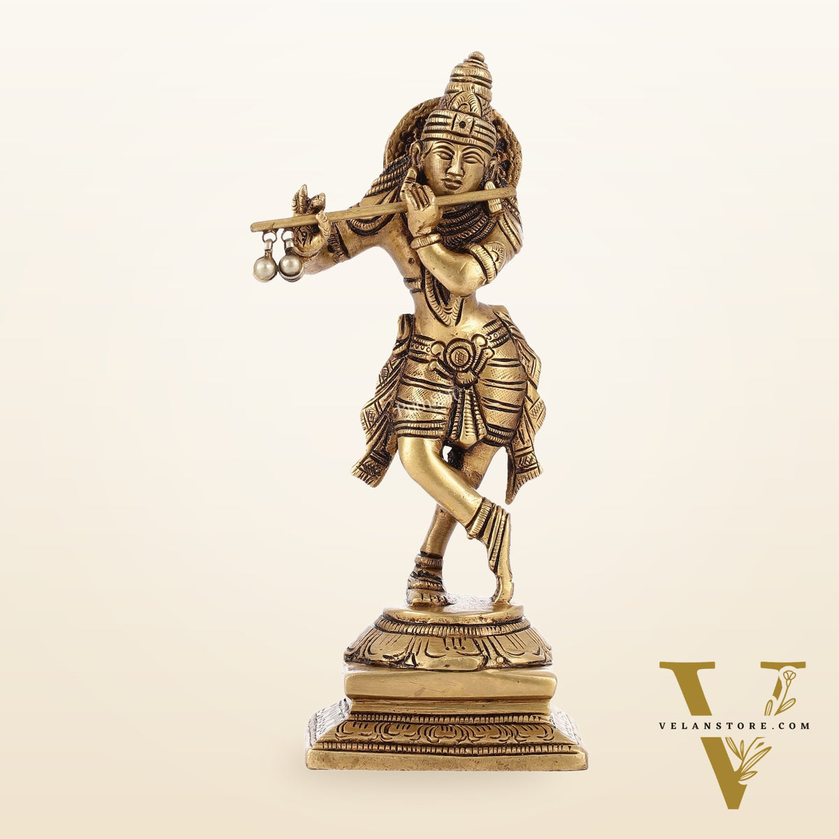 Brass Lord Krishna Idol | Height 7.5 inch