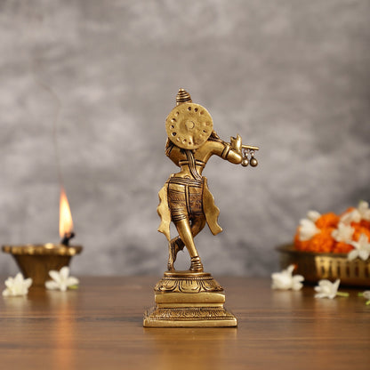 Brass Lord Krishna Idol | Height 7.5 inch