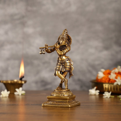 Brass Lord Krishna Idol | Height 7.5 inch