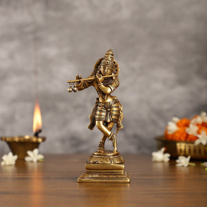 Brass Lord Krishna Idol | Height 7.5 inch