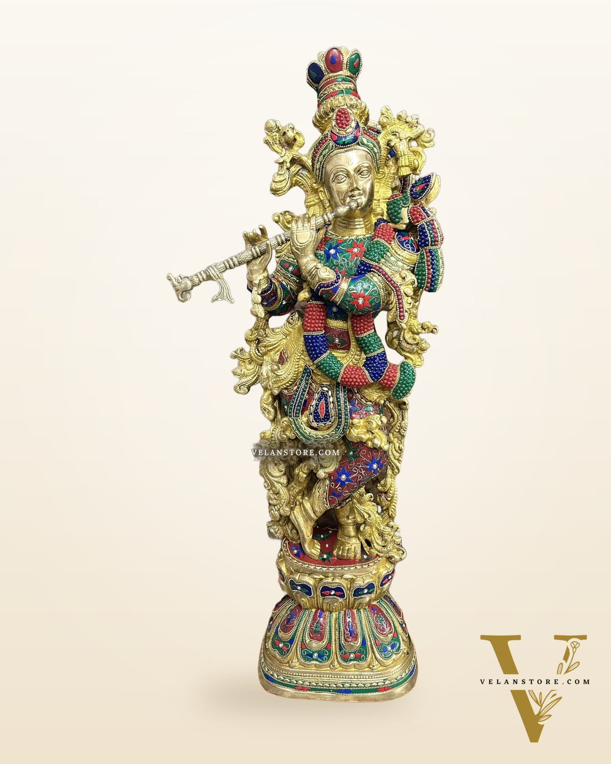 Brass Lord Krishna Murti | 29 Inch