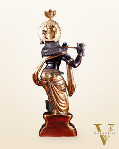 Brass Lord Krishna Statue - 36 inch black edition