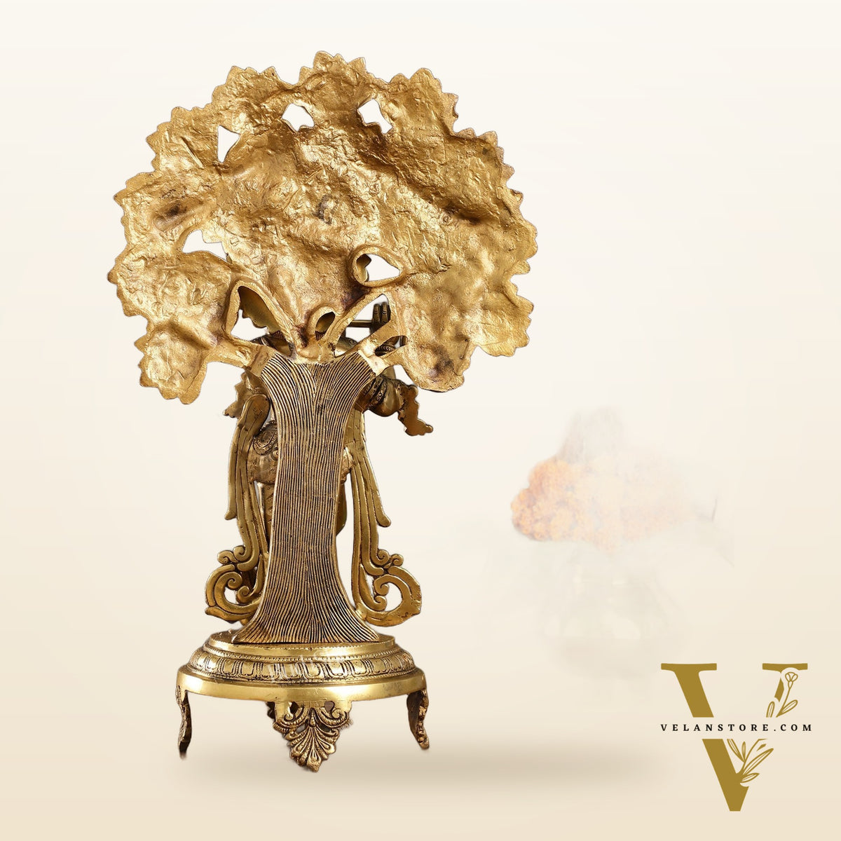Brass Lord Krishna under Kalpavriksha 18"