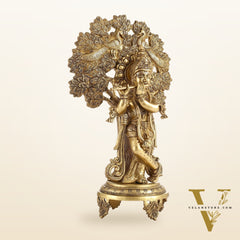 Brass Lord Krishna under Kalpavriksha 18"