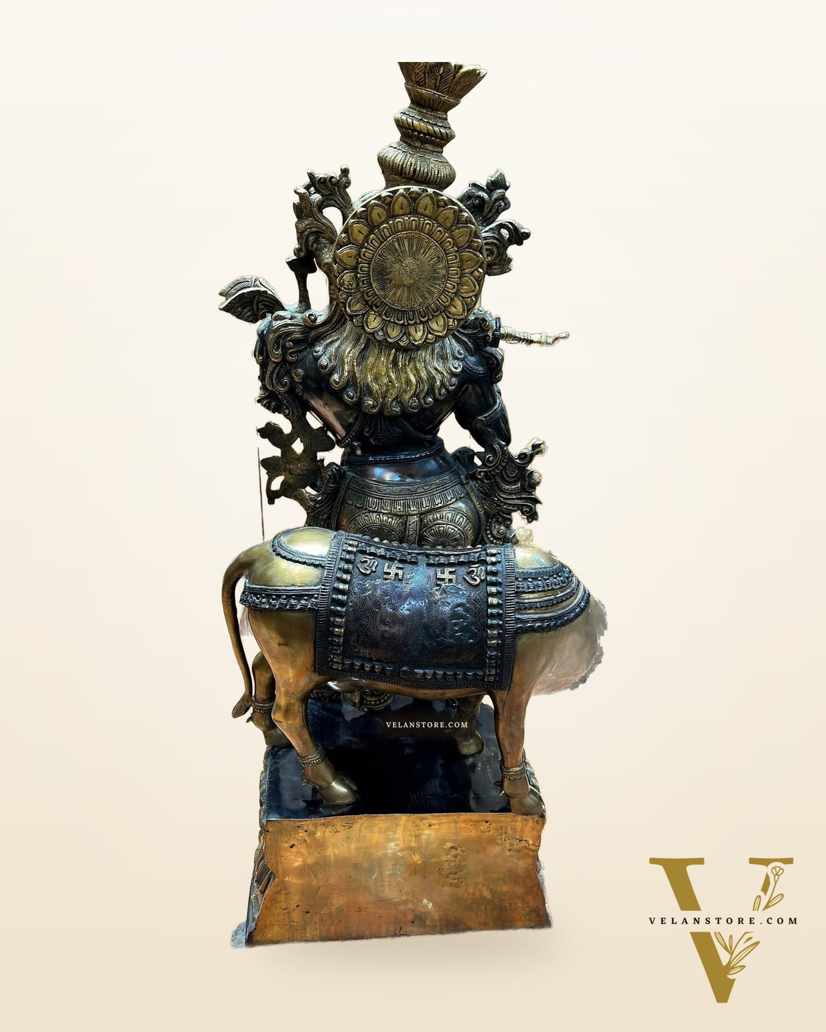 Brass Lord Krishna with Cow Statue | Large Size | 46"/ 4 feet