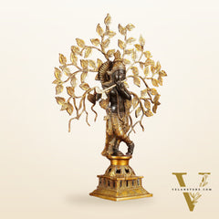 Brass Lord Krishna with Kalpavriksha tree black statue 21 inch