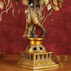 Brass Lord Krishna with Kalpavriksha tree black statue 21 inch