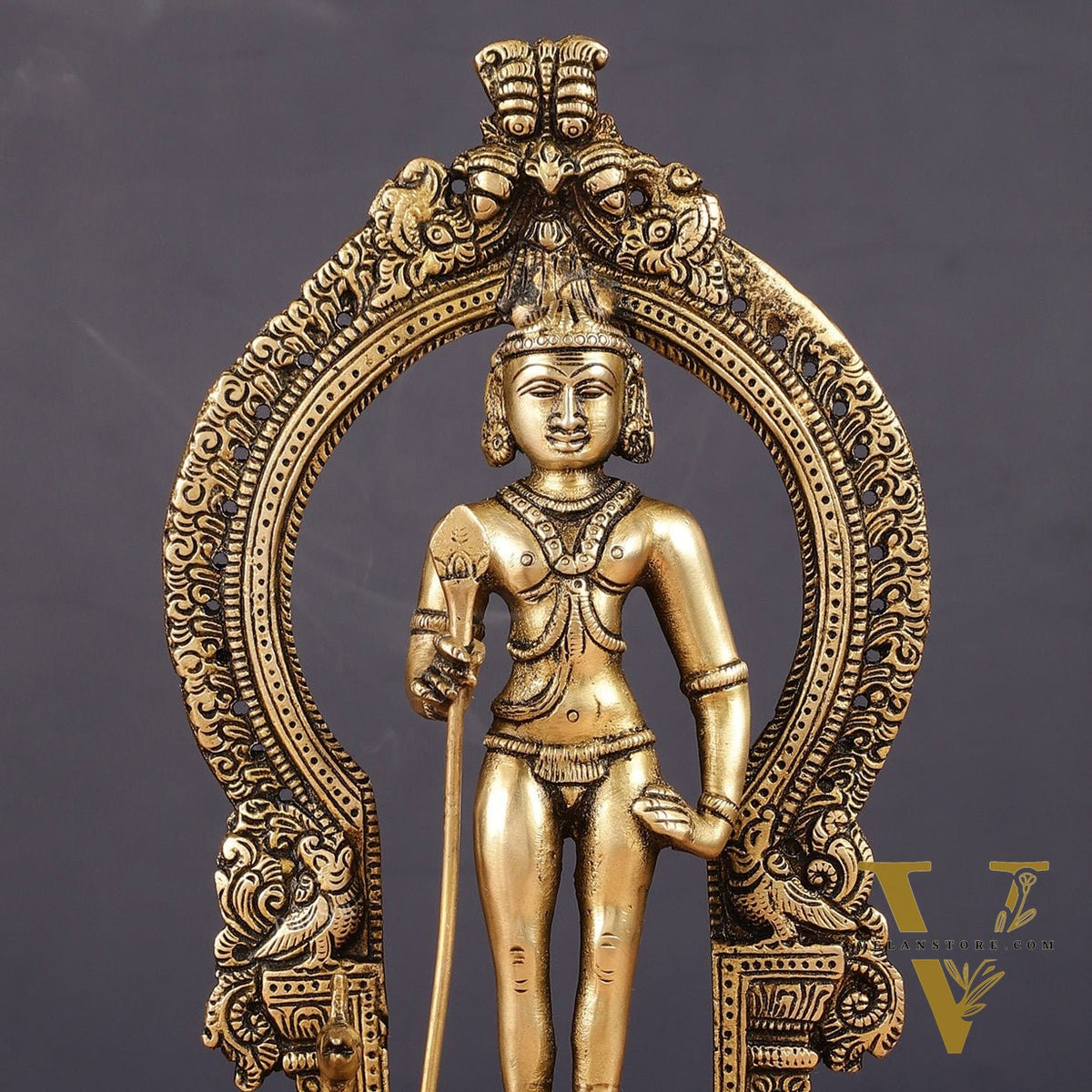 Brass Lord Murugan Kartikeya with Frame Idol - 9.5"