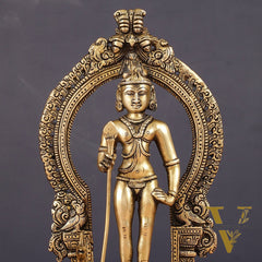 Brass Lord Murugan Kartikeya with Frame Idol - 9.5"