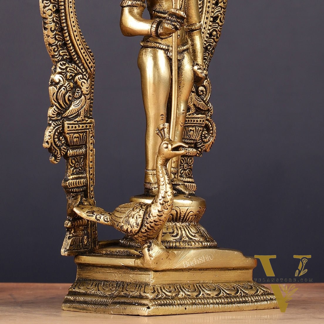 Brass Lord Murugan Kartikeya with Frame Idol - 9.5"