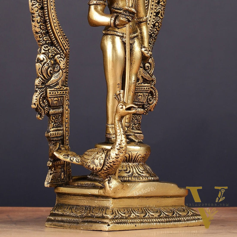 Brass Lord Murugan Kartikeya with Frame Idol - 9.5"