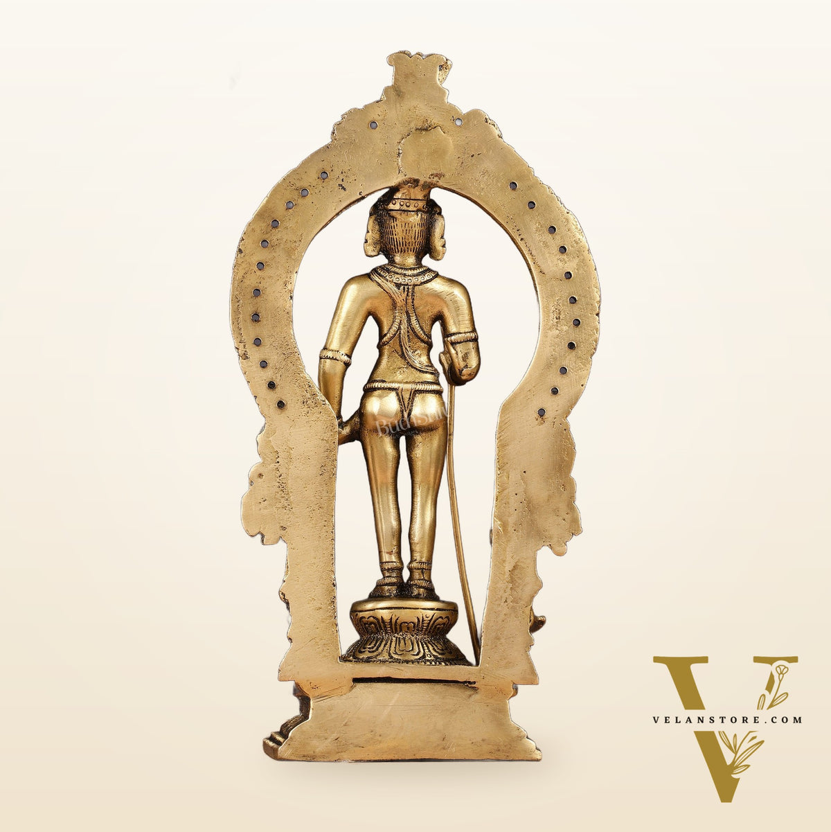 Brass Lord Murugan Kartikeya with Frame Idol - 9.5"