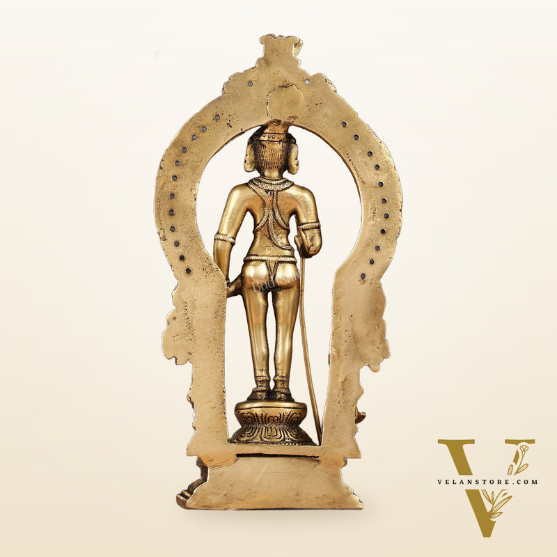 Brass Lord Murugan Kartikeya with Frame Idol - 9.5"