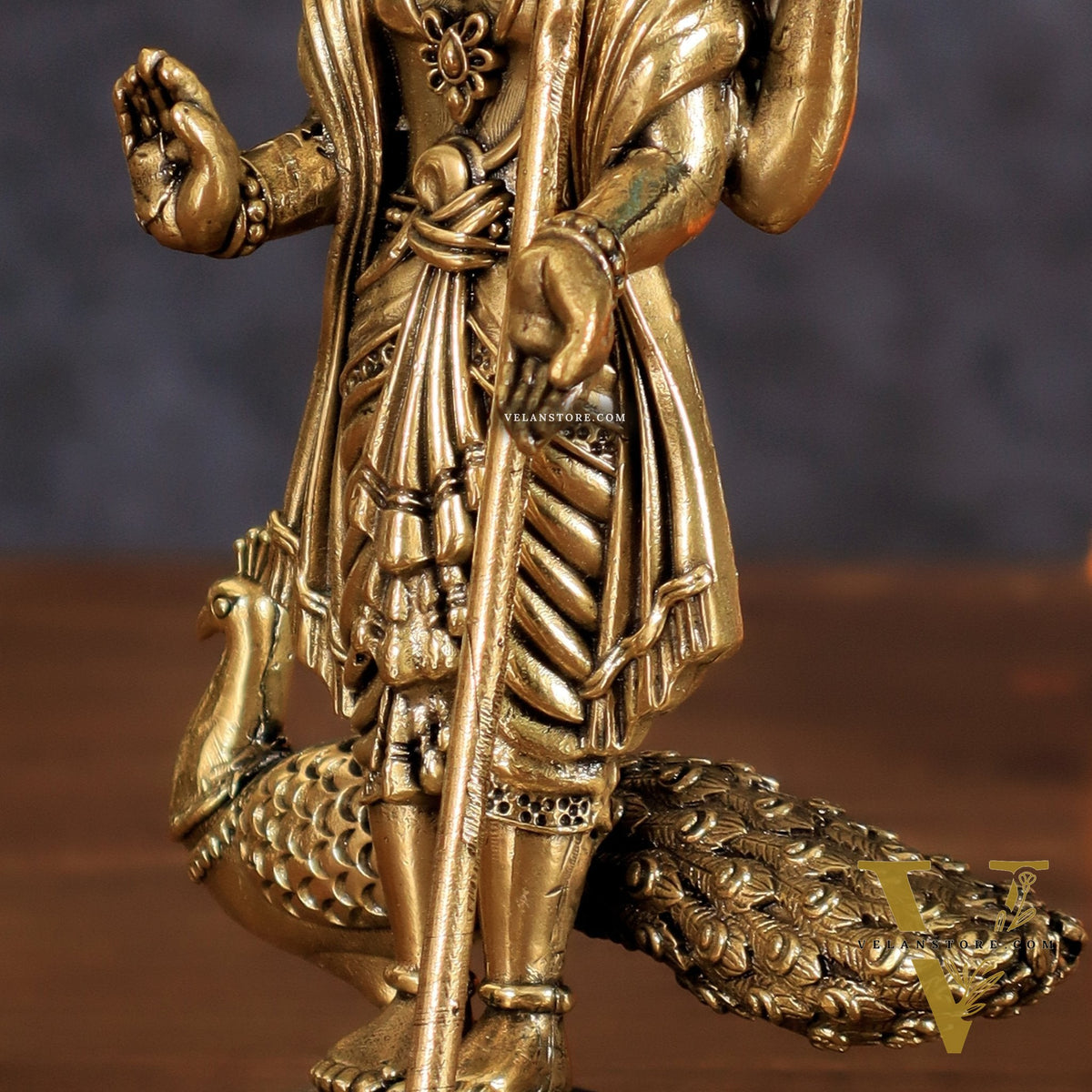 Brass Lord Murugan Swamy Kartikeya Intricate Idol - 6 Inch