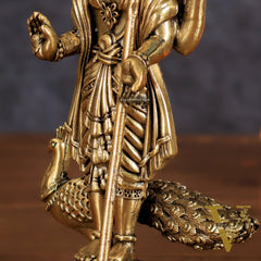Brass Lord Murugan Swamy Kartikeya Intricate Idol - 6 Inch