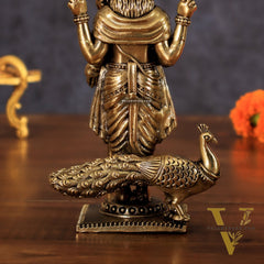 Brass Lord Murugan Swamy Kartikeya Intricate Idol - 6 Inch