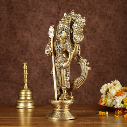 Brass Lord Murugan with Peacock Idol | Height: 14 inch