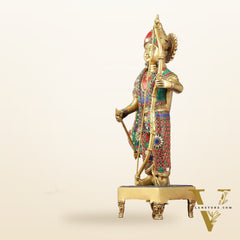 Brass Lord Rama Idol multicolour stonework | 18"
