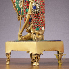 Brass Lord Rama Idol multicolour stonework | 18"