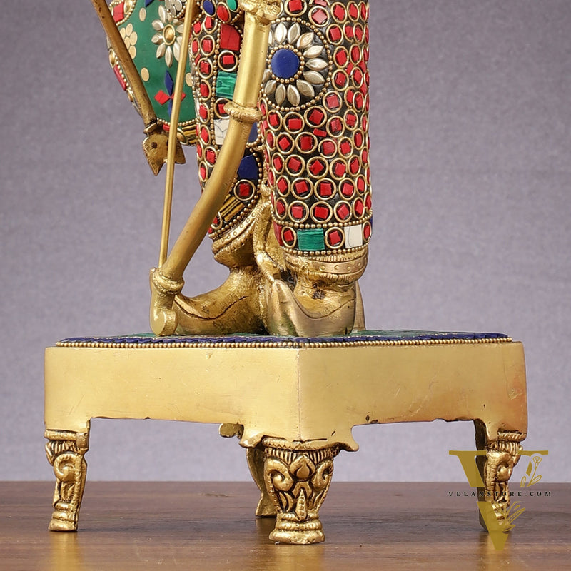Brass Lord Rama Idol multicolour stonework | 18"