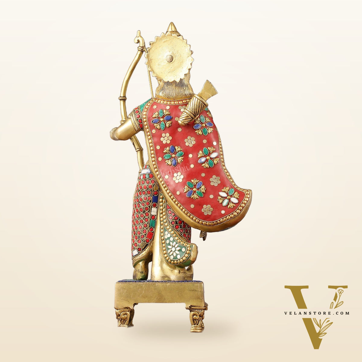 Brass Lord Rama Idol multicolour stonework | 18"