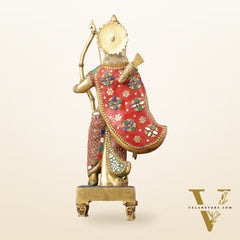 Brass Lord Rama Idol multicolour stonework | 18"