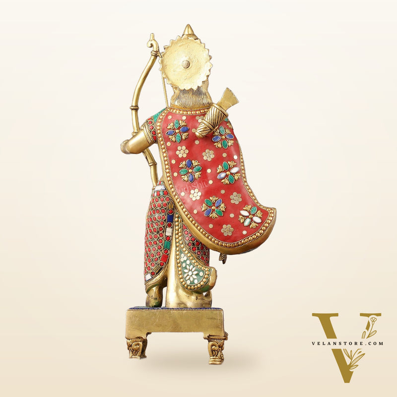 Brass Lord Rama Idol multicolour stonework | 18"