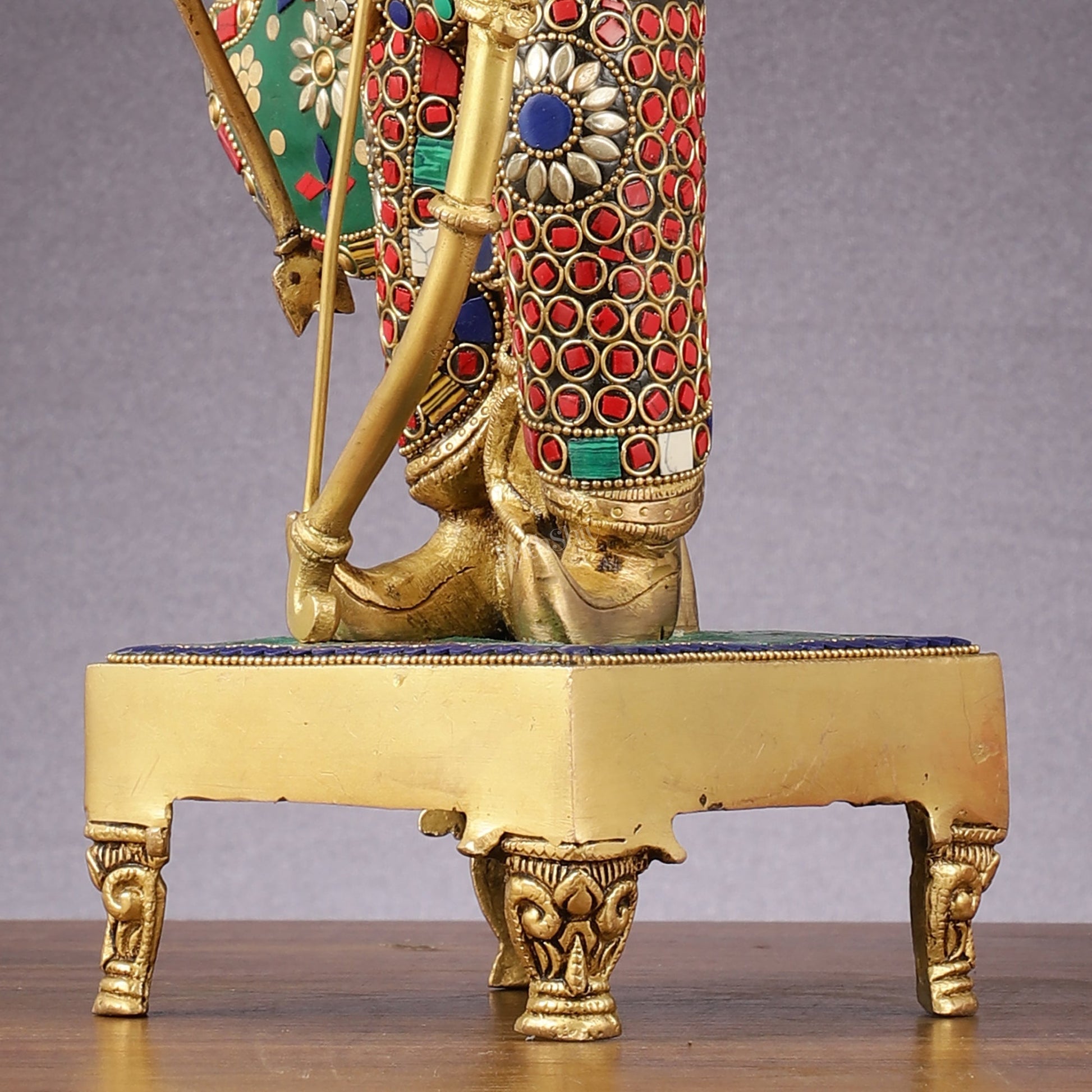 Brass Lord Rama Idol multicolour stonework | 18"