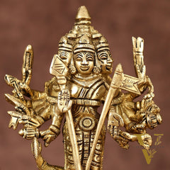Brass Lord Shanmugar Murugan Kartikeya Standing with Peacock Idol | 6 Inch