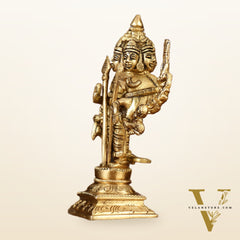 Brass Lord Shanmugar Murugan Kartikeya Standing with Peacock Idol | 6 Inch