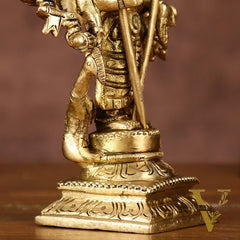 Brass Lord Shanmugar Murugan Kartikeya Standing with Peacock Idol | 6 Inch