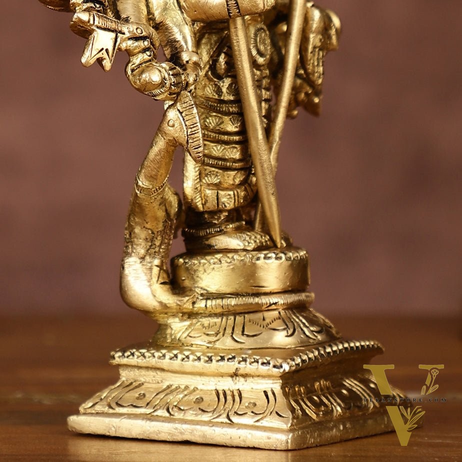 Brass Lord Shanmugar Murugan Kartikeya Standing with Peacock Idol | 6 Inch
