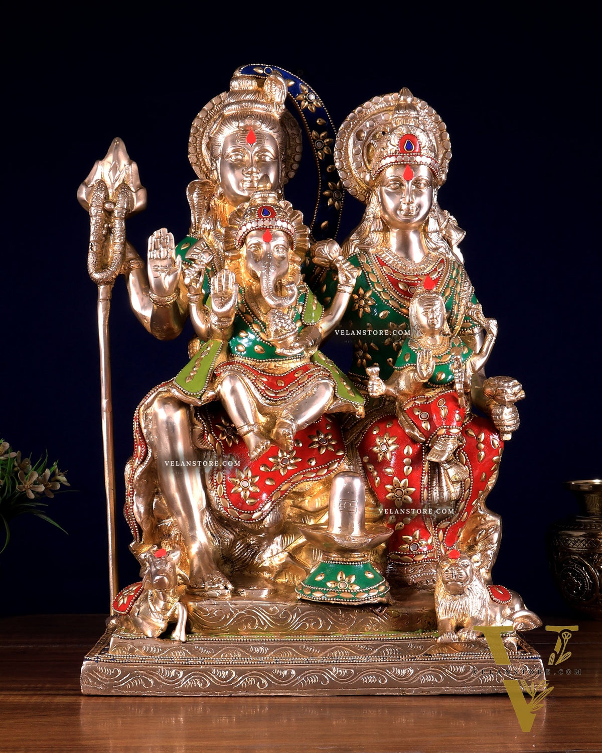 Brass Lord Shiv parivar Family Statue - Meenakari | 18" Height