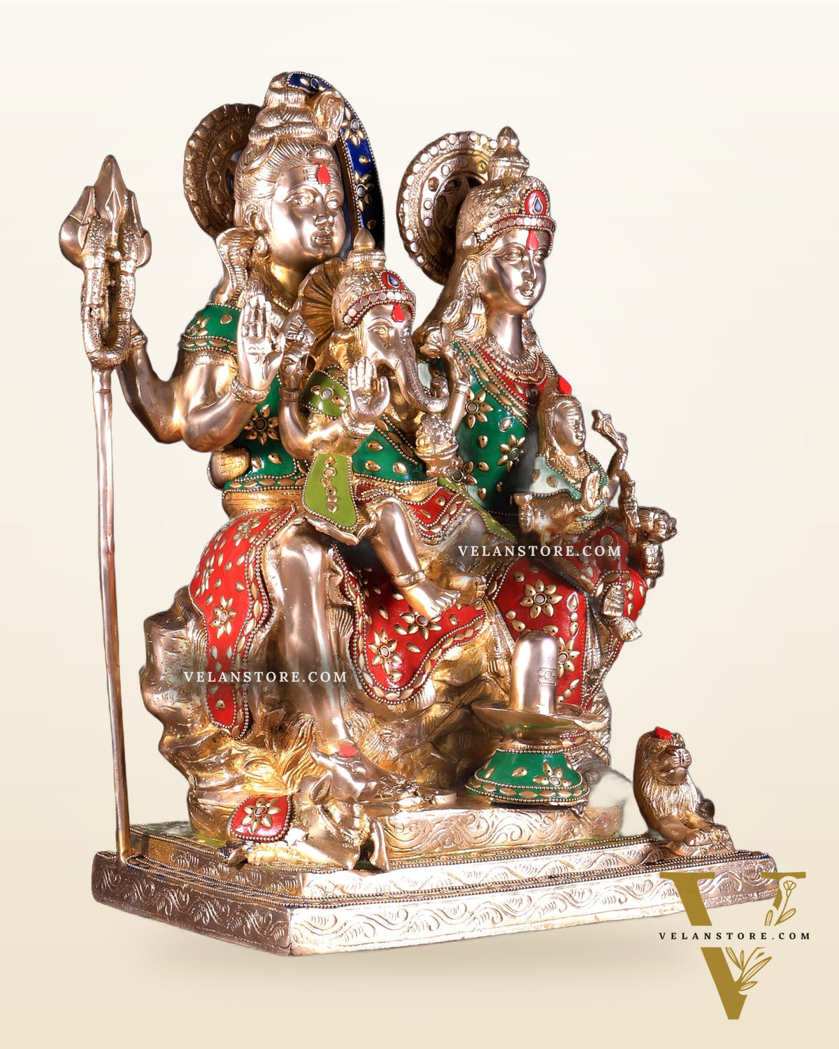 Brass Lord Shiv parivar Family Statue - Meenakari | 18" Height