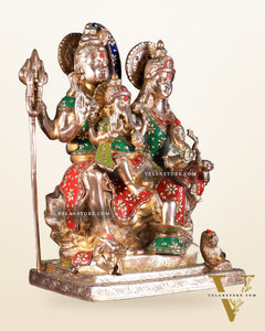 Brass Lord Shiv parivar Family Statue - Meenakari | 18" Height