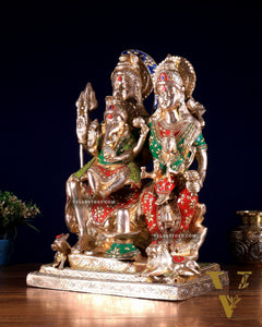 Brass Lord Shiv parivar Family Statue - Meenakari | 18" Height