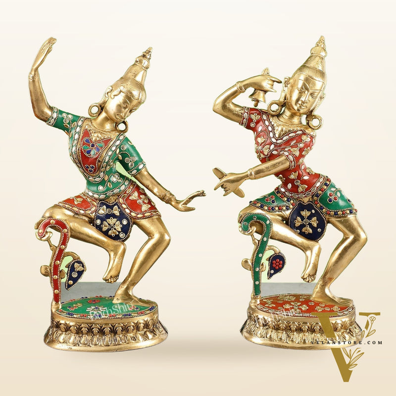 Brass Lord Shiva and Parvati Dancing Idols 15 inch