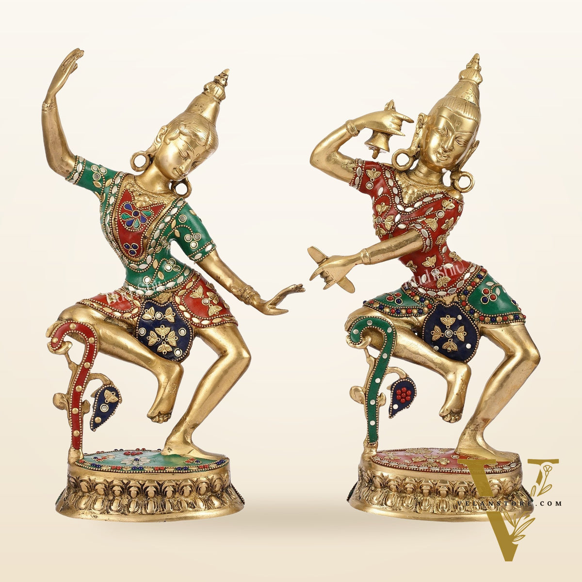 Brass Lord Shiva and Parvati Dancing Idols 15 inch