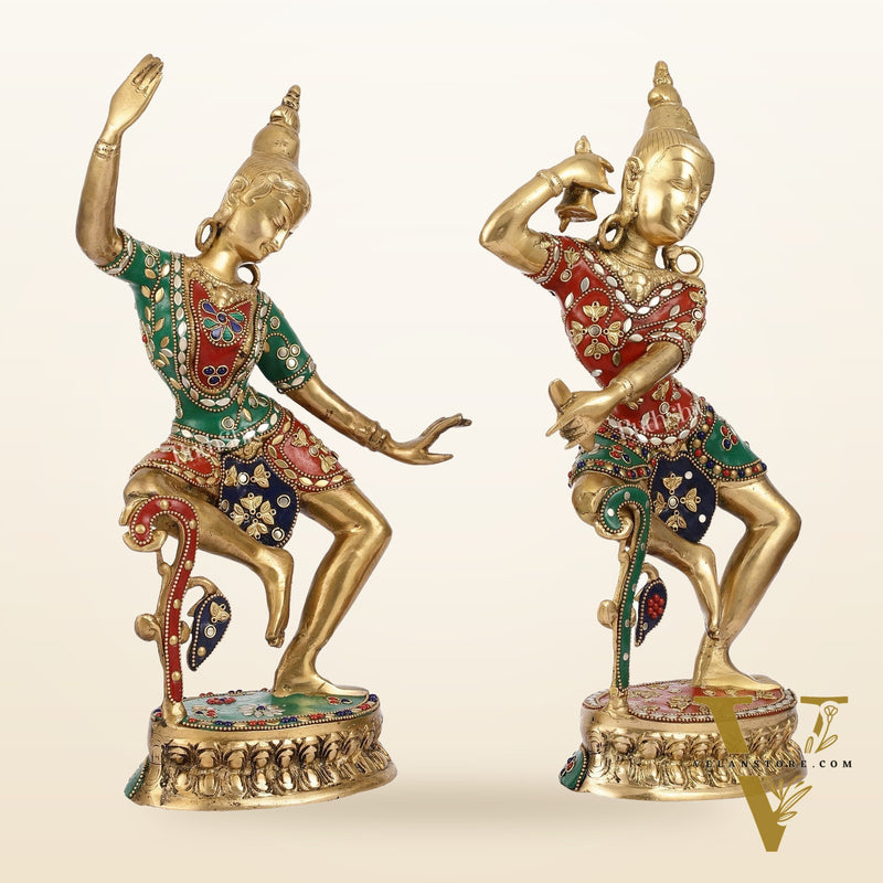 Brass Lord Shiva and Parvati Dancing Idols 15 inch