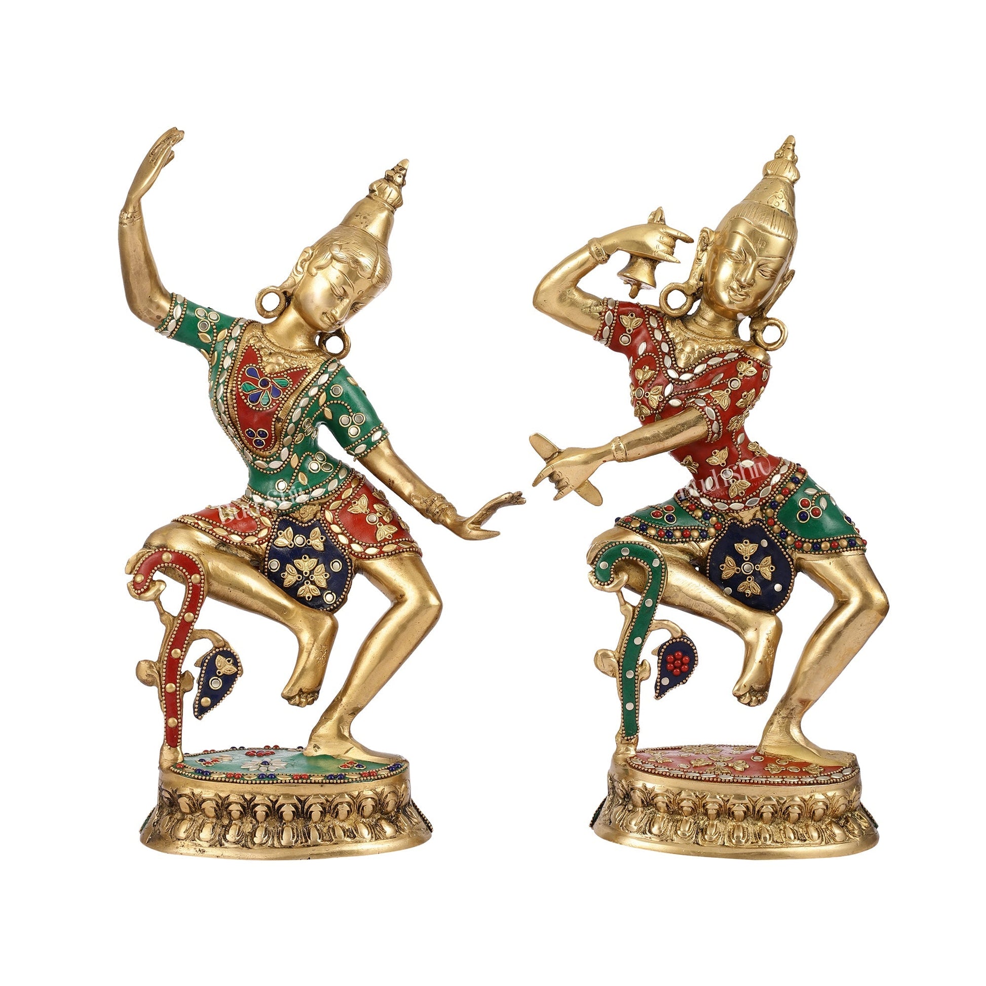 Brass Lord Shiva and Parvati Dancing Idols 15 inch