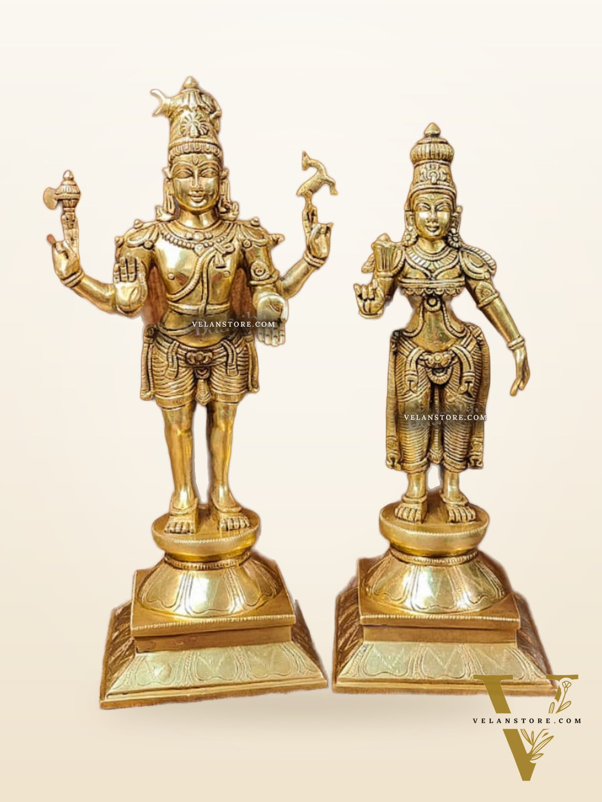 Brass Lord Shiva and Parvati Idol | 18" Height