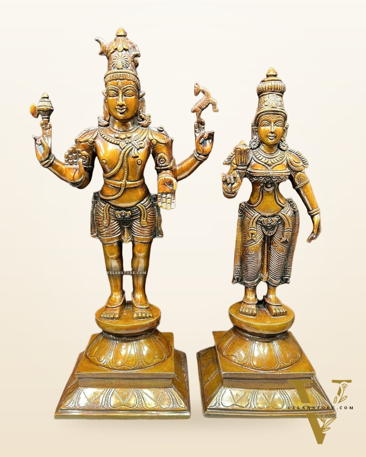 Brass Lord Shiva and Parvati Idol | 18" Height