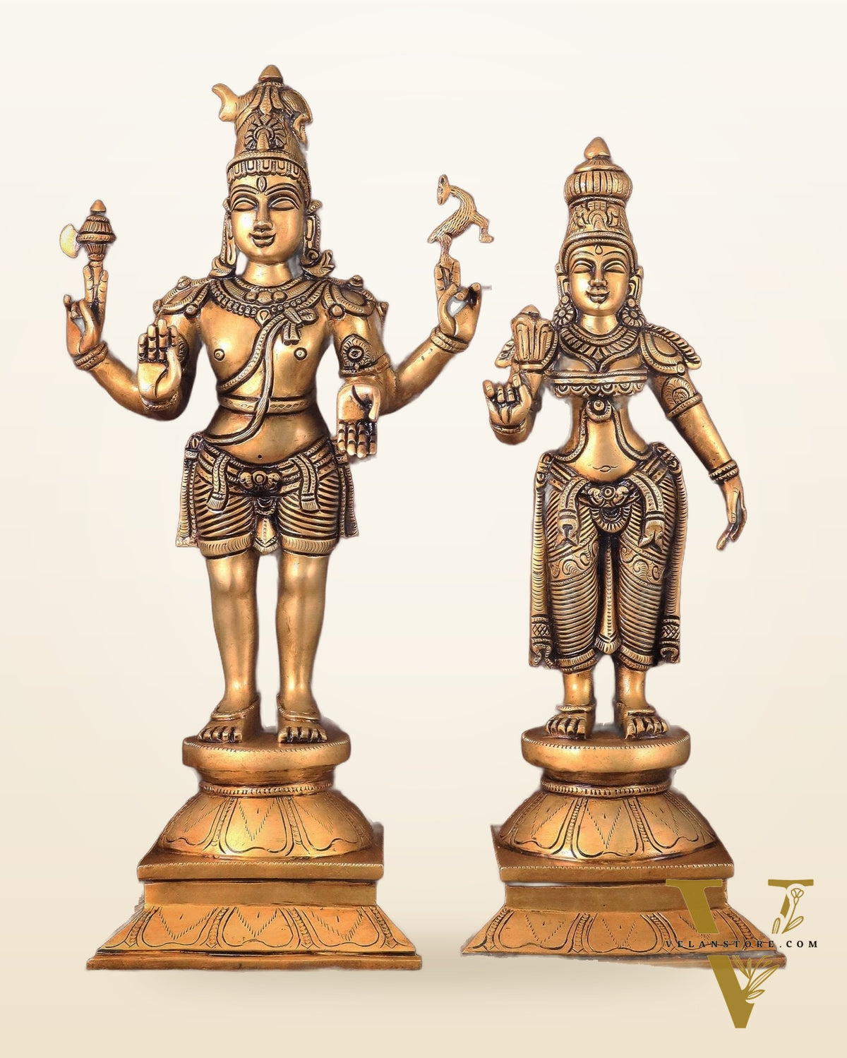 Brass Lord Shiva and Parvati Idol | 18" Height