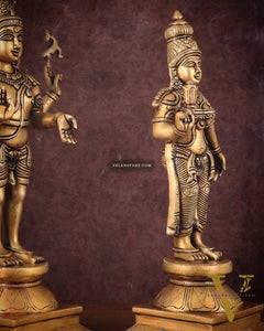 Brass Lord Shiva and Parvati Idol | 18" Height