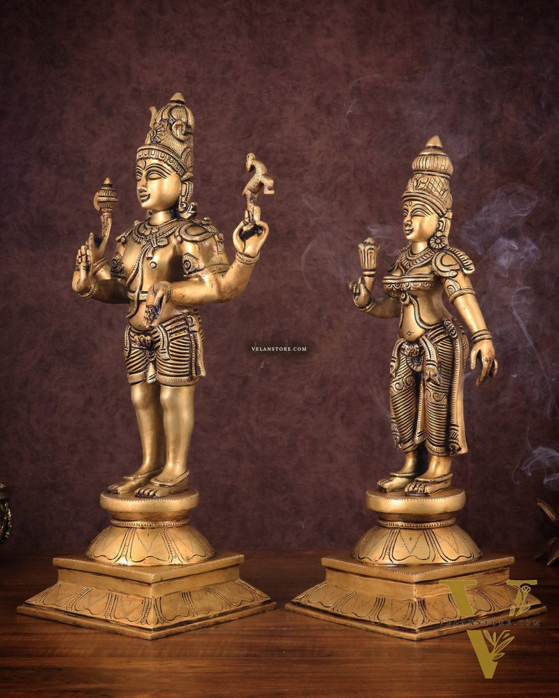 Brass Lord Shiva and Parvati Idol | 18" Height