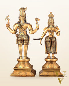 Brass Lord Shiva and Parvati Idol | 18" Height