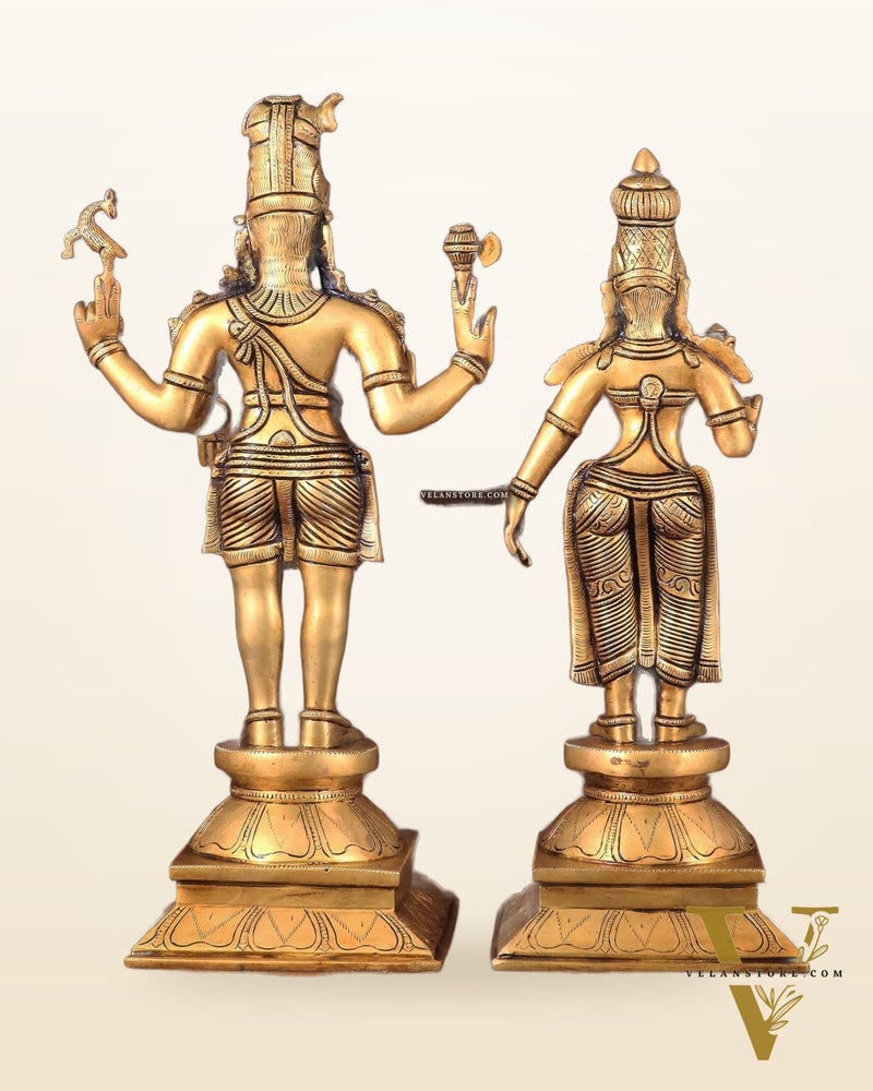 Brass Lord Shiva and Parvati Idol | 18" Height